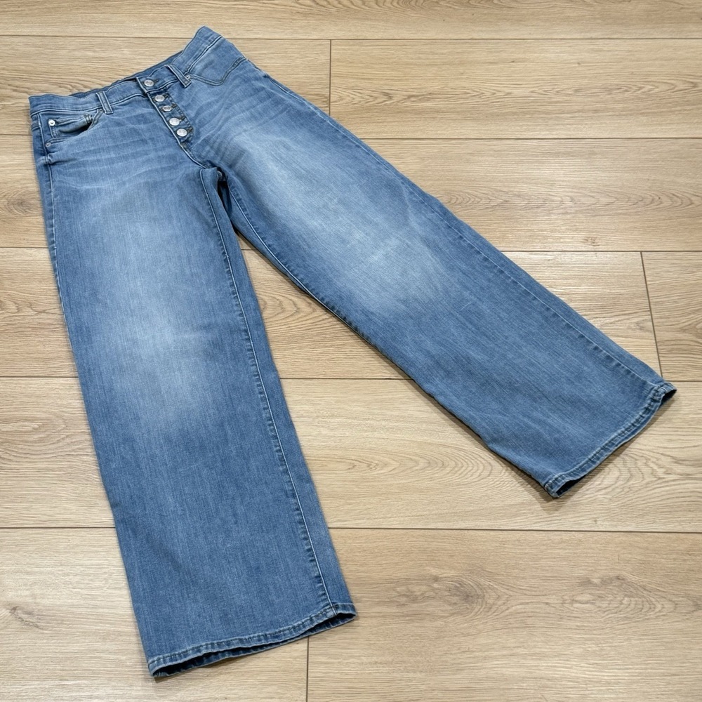 Banana Republic Womens High Rise Wide Leg Jeans Light Wash Button Fly Size 26/2